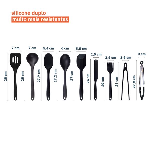 Kit de utensílios de cozinha c/ cesto 10 peças pr - oikos