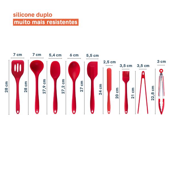 Kit de utensílios de cozinha c/ cesto 10 peças vm - oikos