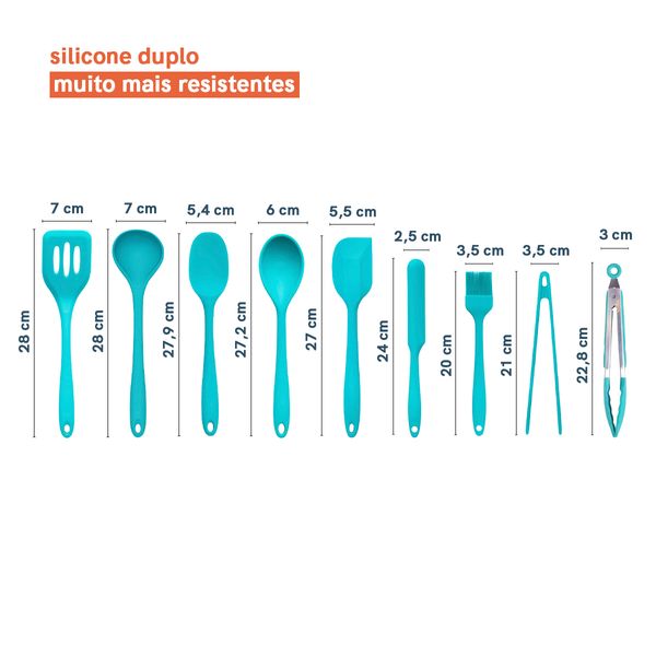 Kit de utensílios de cozinha c/ cesto 10 peças vd - oikos