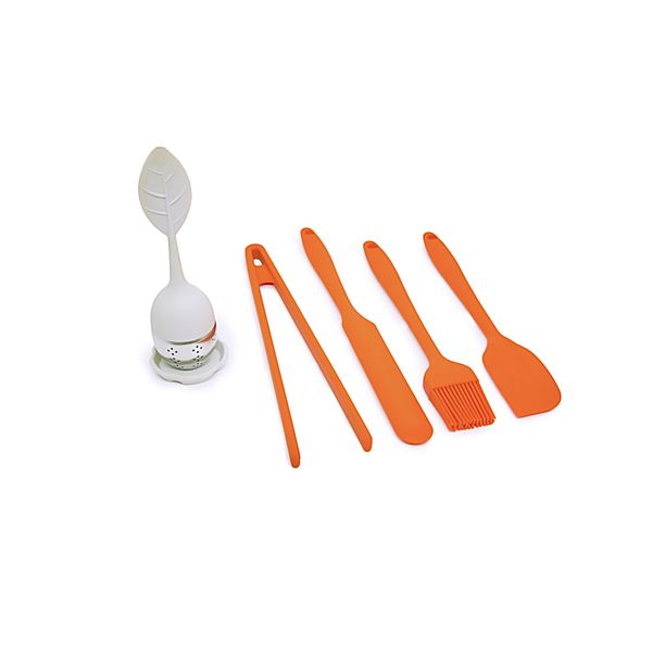 Kit de utensílios de cozinha c/ infusor 5 peças lj - oikos
