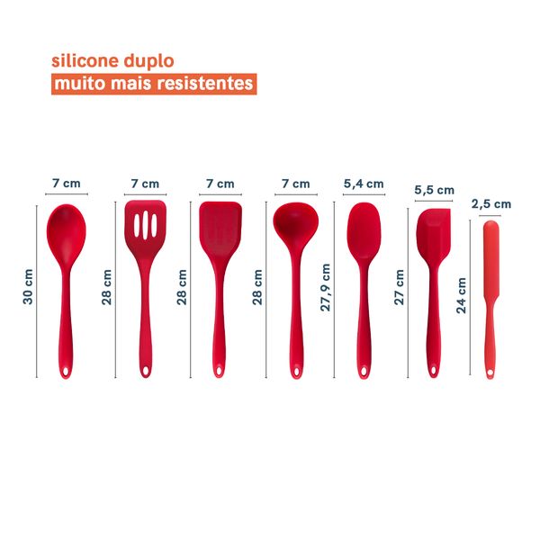 Kit de utensílios de cozinha com tábua verm 9 peças - oikos