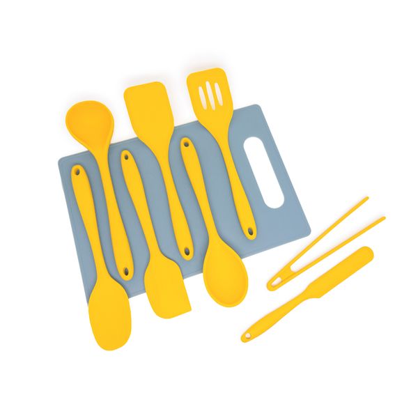 Kit de utensílios de cozinha com tábua 9 peças - oikos