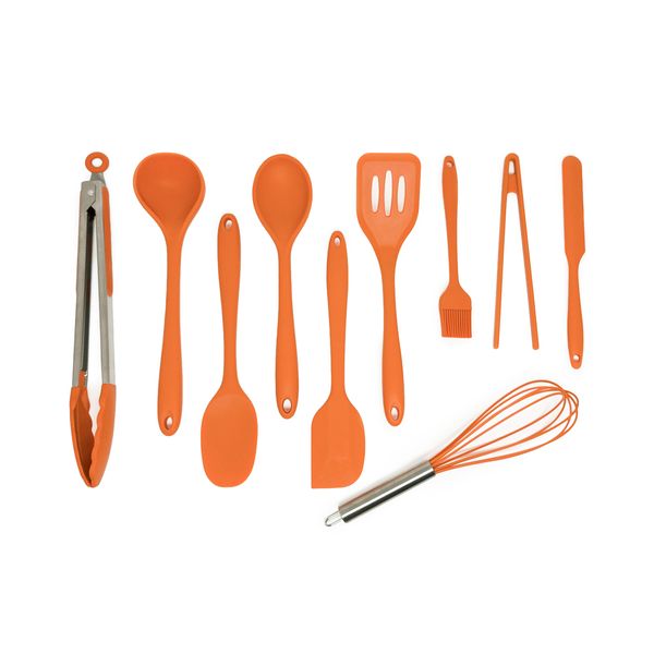 Kit de utensílios de cozinha 10 peças laranja - oikos