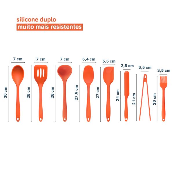 Kit de utensílios de cozinha 10 peças laranja - oikos