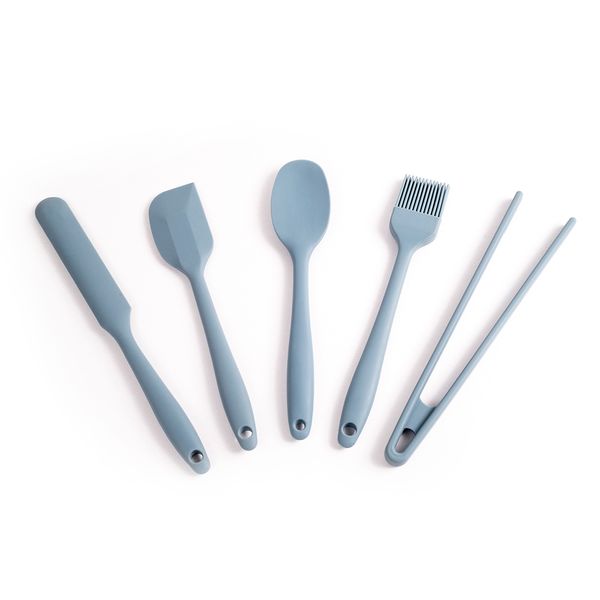 Kit de utensílios de silicone com 5 peças azul - oikos