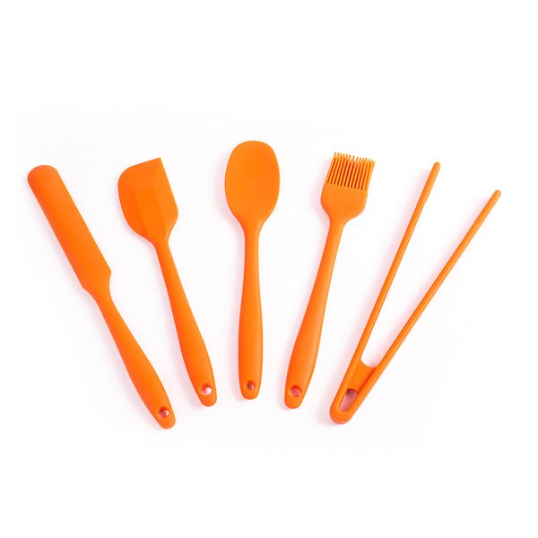 Kit de utensílios de silicone com 5 peças laranja - oikos