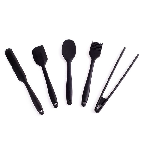 Kit de utensílios de silicone com 5 peças preto - oikos