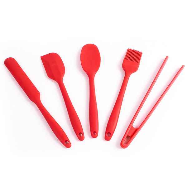Kit de utensílios de silicone com 5 peças vermelho - oikos