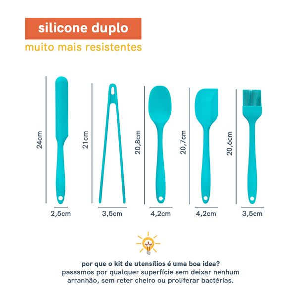 Kit de utensílios de silicone com 5 peças verde - oikos