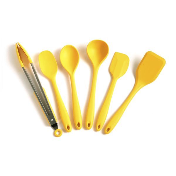 Kit de utensílios de silicone com 6 peças amarelo - oikos