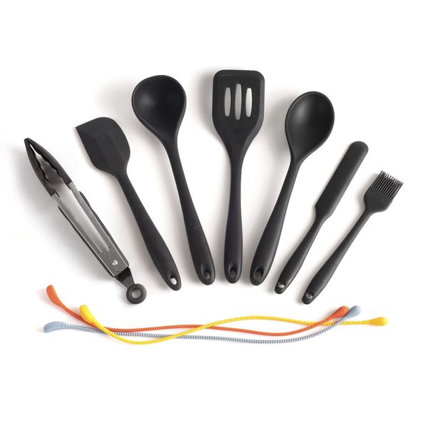 Kit de utensílios de silicone com 8 peças amarrador - oikos