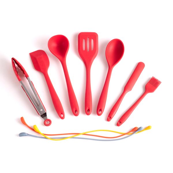Kit de utensílios de silicone com 8 peças amarrador - oikos