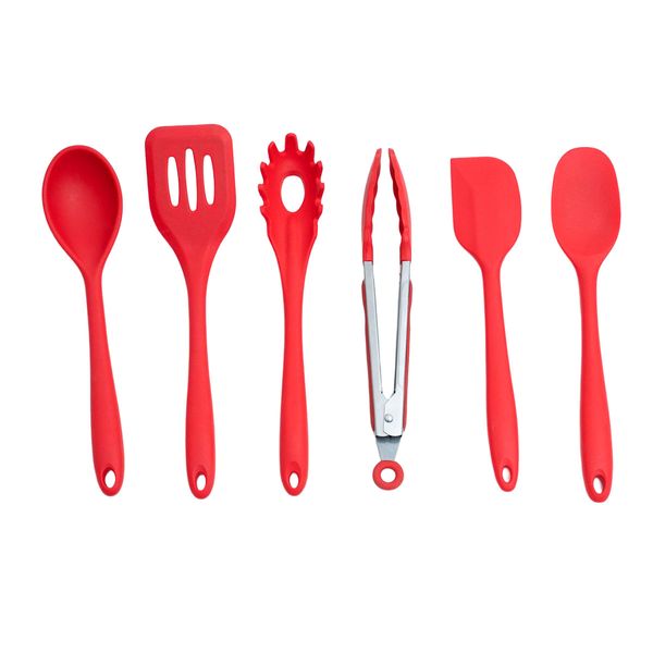 Kit 6 utensílios de cozinha de silicone completo multiuso - oikos