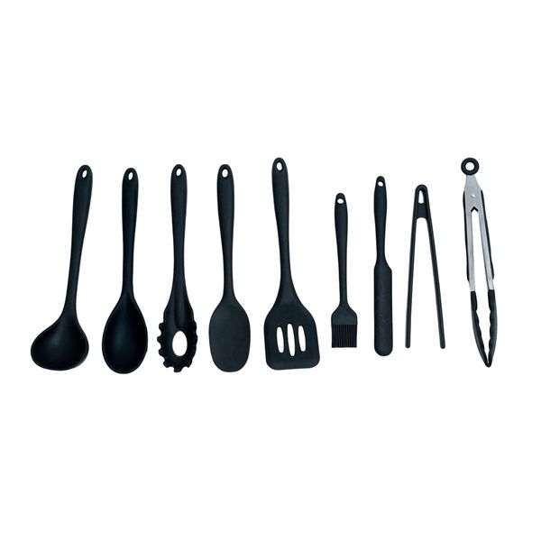 Kit 9 utensílios de cozinha de silicone completo multiuso - oikos