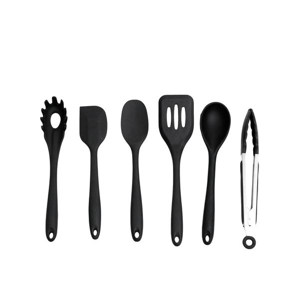 Kit 6 utensílios de cozinha de silicone completo multiuso - oikos
