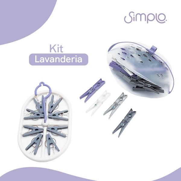 Kit lavanderia com cesto prendedores e mini varal - simplo