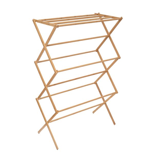 Varal vertical de bambu 3 andares - simplo