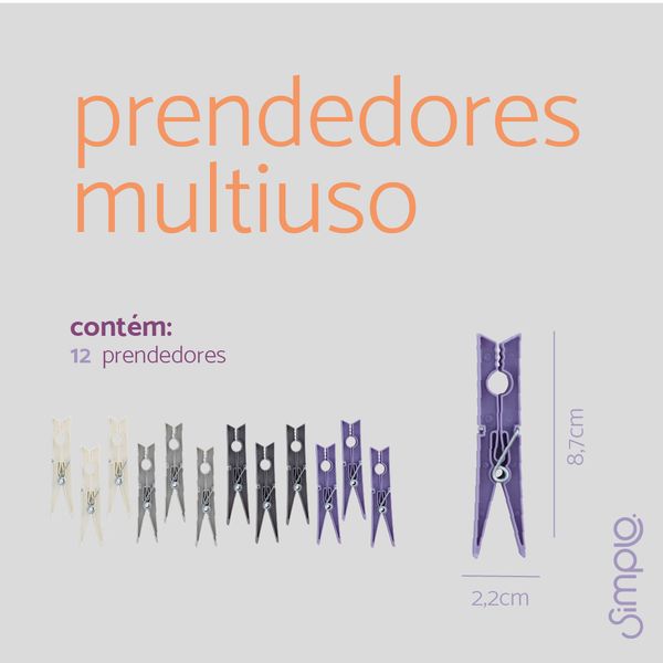 Prendedores de plástico multiuso 12 peças - simplo