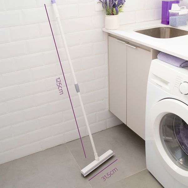 Vassoura emborrachada com rodo multiuso 2 em 1 limpeza geral varre e seca - simplo