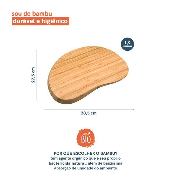 Tábua de corte irregular arredondada de bambu 36cm - oikos