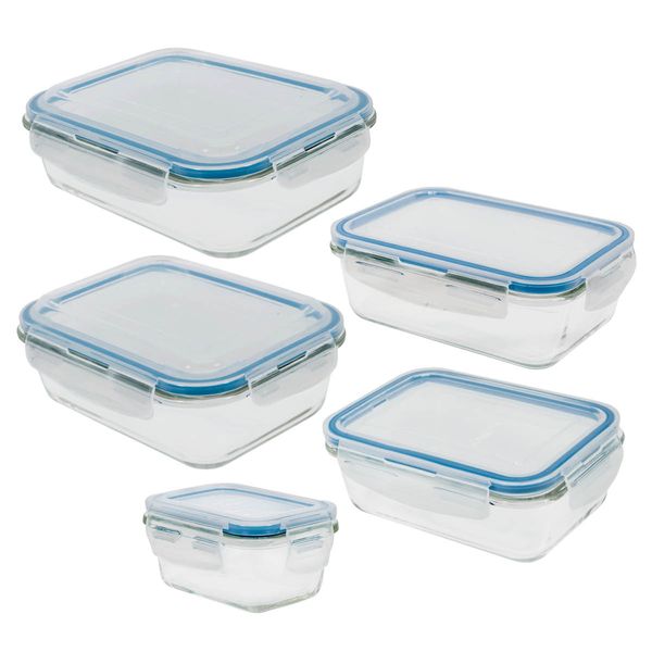 Conjunto de potes herméticos de vidro 5 peças - oikos