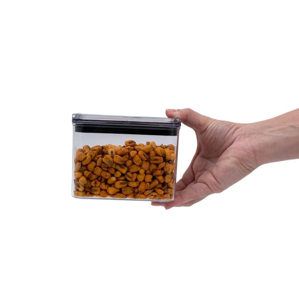 Pote de acrílico 800ml com tampa transparente quadrado empilhável - oikos