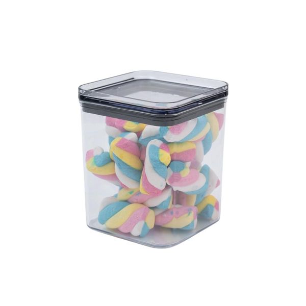 Pote de acrílico 870ml com tampa transparente quadrado empilhável - oikos