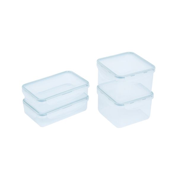 Kit pote hermético de plástico 4pçs 2-800ml e 2-1,3l - oikos