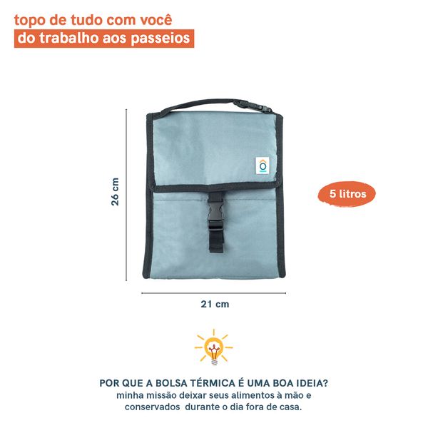 Bolsa térmica congelável lancheira cinza  - oikos