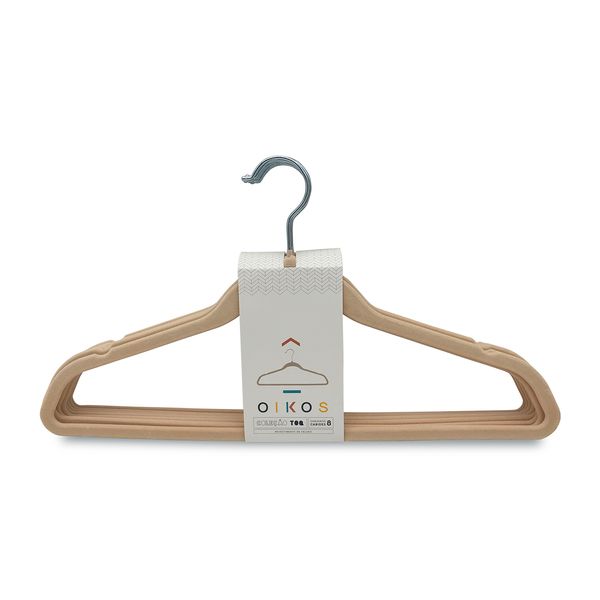 Conjunto de cabides de veludo bege 8pcs - oikos