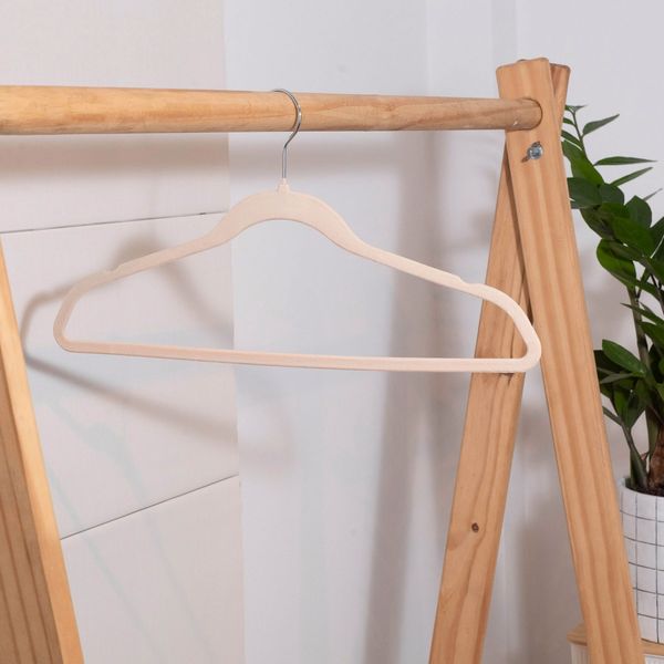 Conjunto de cabides de veludo bege 8pcs - oikos