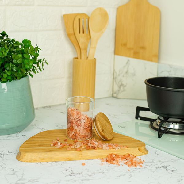 Pote de vidro de mantimentos 250ml c/ tampa de bambu oikos