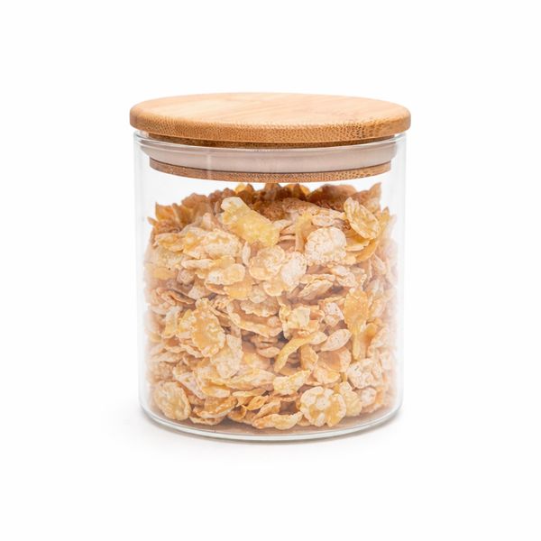 Pote de vidro de mantimentos 500ml c/ tampa de bambu oikos