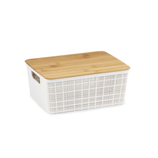 Caixa organizadora com tampa de bambu 4l oikos
