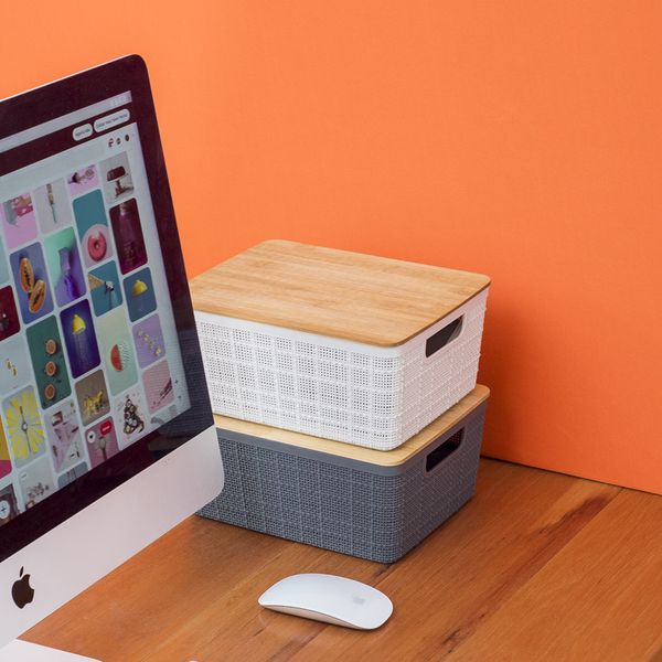 Caixa organizadora com tampa de bambu 4l oikos