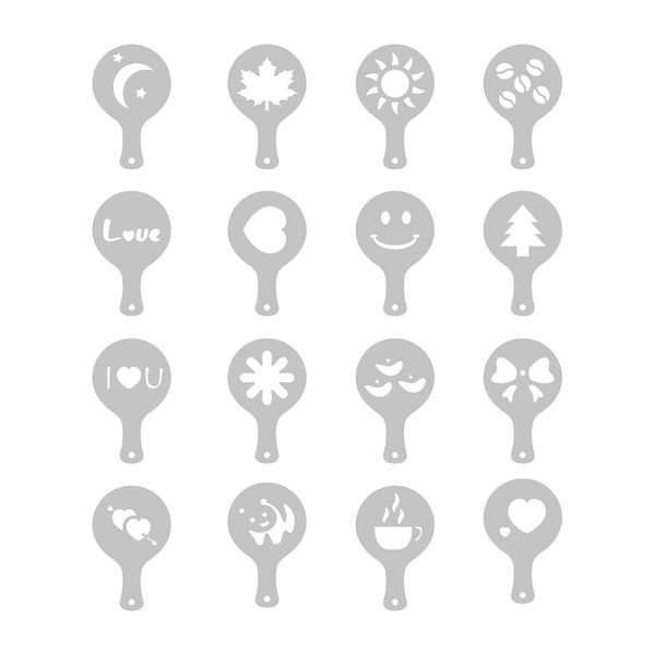 Conjunto de 16 stencils para café oikos