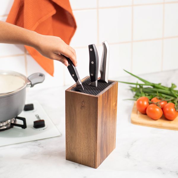 Porta facas de acácia 14cm - oikos