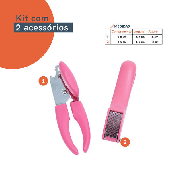 Kit abridor de latas e espremedor de alho 2 pçs rosa - oikos