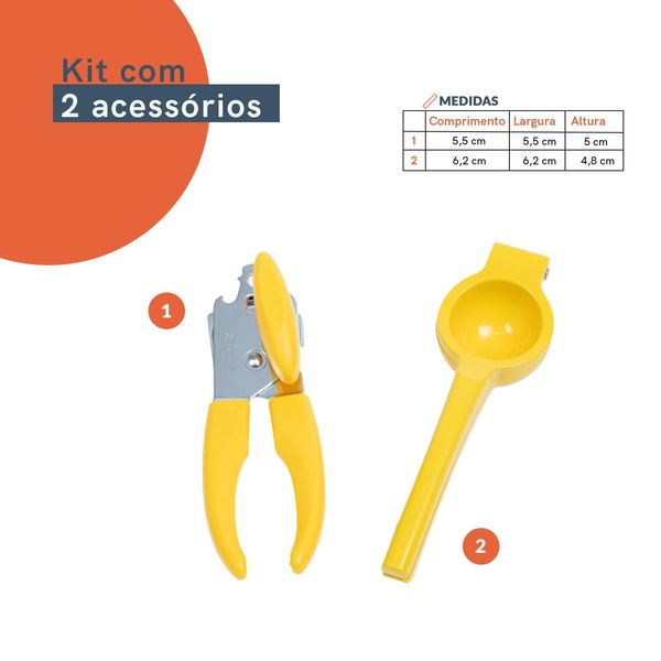 Kit abridor de latas e espremedor de limão amarelo – oikos