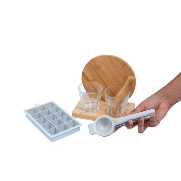 Kit espremedor de limão, forma e kit caipirinha 7 pç - oikos