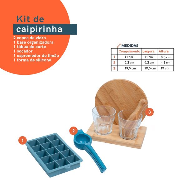 Kit espremedor de limão forma e kit caipirinha 7 pçs - oikos