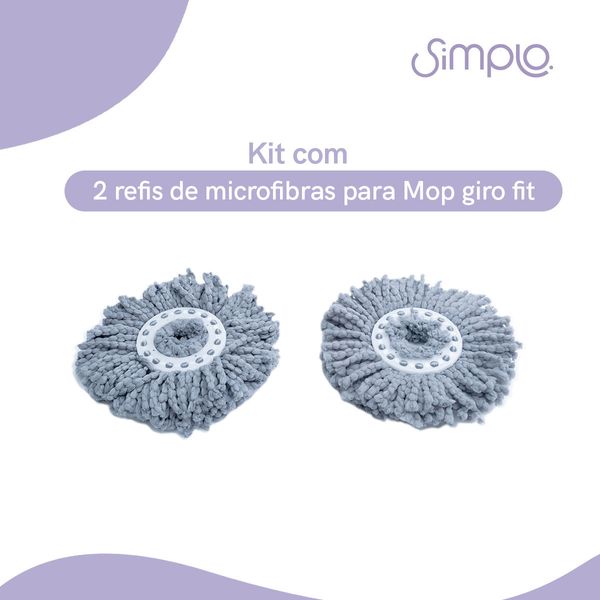 Kit com 2 microfibras para mop giro fit - simplo