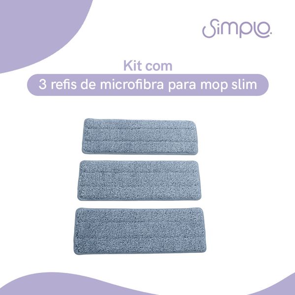 Kit com 3 microfibras para mop slim - simplo