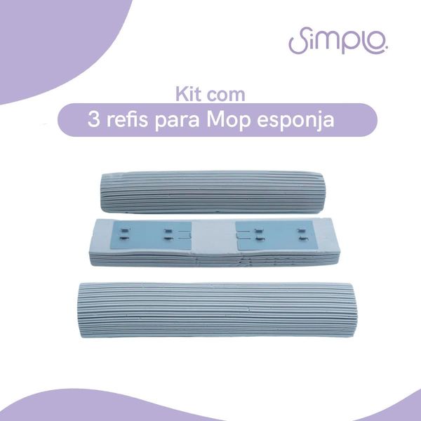 Kit com 3 espumas para mop esponja - simplo