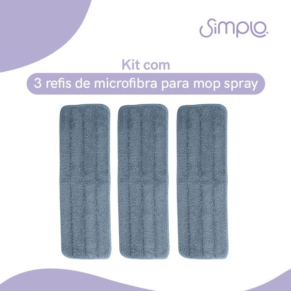 Kit com 3 microfibras para mop spray - simplo