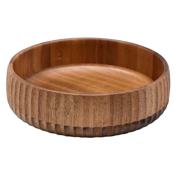 Bowl tigela saladeira grande 22cm de madeira acácia canelado - oikos