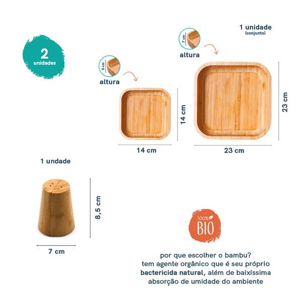 Conjunto de bowl quadrado e saleiro/pimenteiro oikos