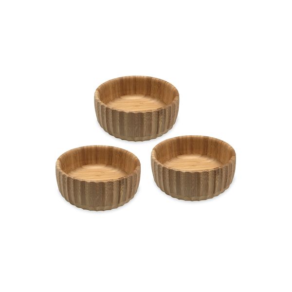 Kit 3 bowls canelados de bambu pequeno - oikos