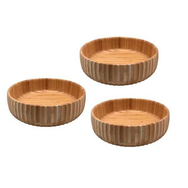 Kit 3 bowls canelados de bambu grande - oikos