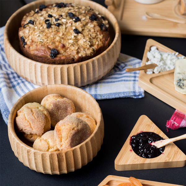 Kit 3 bowls canelados de bambu grande - oikos